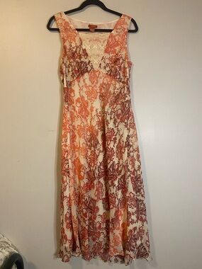 Sundance 100% Silk Floral Lace Midi Dress Petite 12